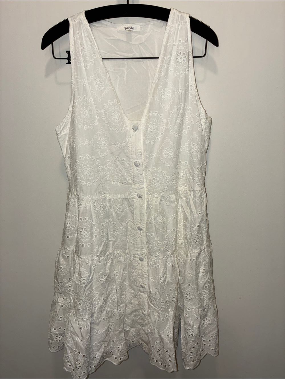 Splendid White Sleeveless Button-Down Dress